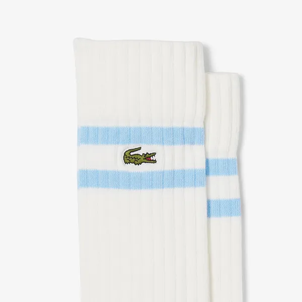 Set 2 Tất Unisex Lacoste Ribbed Cotton Socks RA6842-51-7IG Màu Trắng Size 35-38