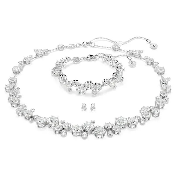 Set Dây Chuyền + Vòng Đeo Tay + Khuyên Tai Nữ Swarovski Constella Set Mixed Cuts, White, Rhodium Plated 5738285 Màu Bạc