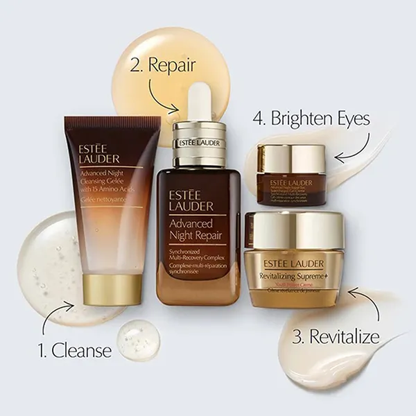 Set Dưỡng Da Estée Lauder Nightly Renewal Cleanse + Repair + Glow Holiday Skincare 4 Món