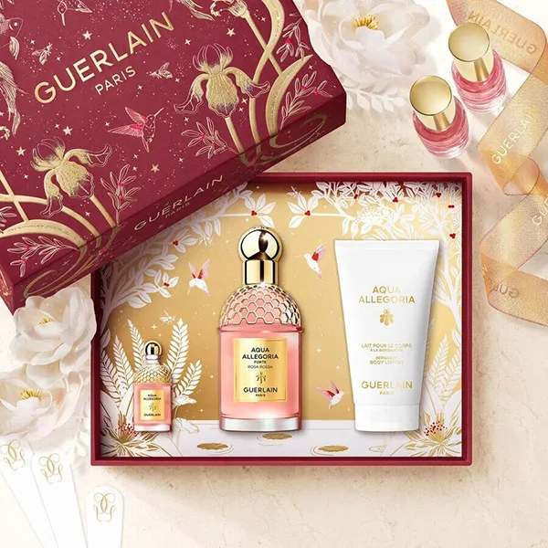 Set Nước Hoa + Sữa Dưỡng Thể Guerlain Aqua Allegoria Rosa Rossa Eau De Parfum Set 3 Món