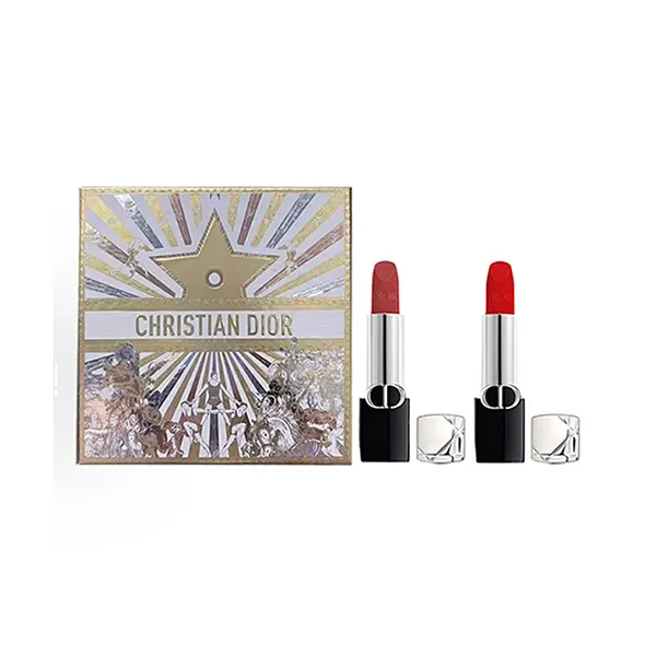 Set Son Lì Dior Rouge Velvet 999 - Màu Đỏ Và 720 - Màu Hồng Đất (2 Món)