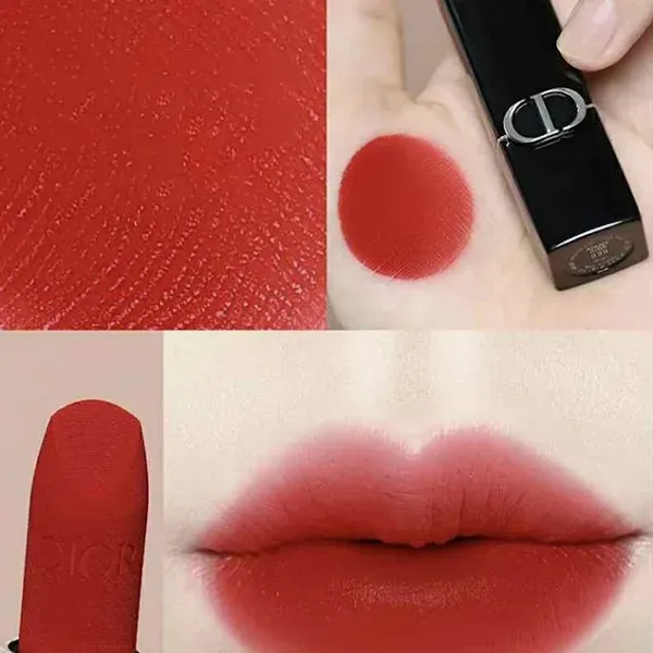 Set Son Lì Dior Rouge Velvet 999 - Màu Đỏ Và 720 - Màu Hồng Đất (2 Món)