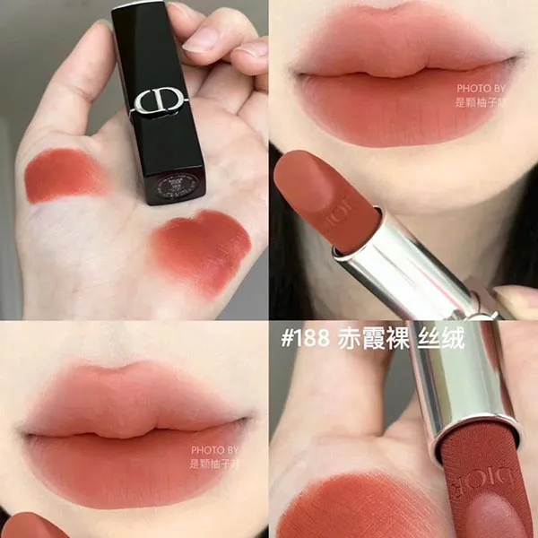 Son Dior Rouge Velvet Nắp Hít (2025) 188 Fortunate Velvet Finish Màu Cam Đất