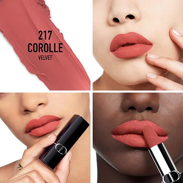 Son Dior Rouge Velvet Nắp Hít (2025) 217 Corolle Velvet Finish Màu Hồng Khô