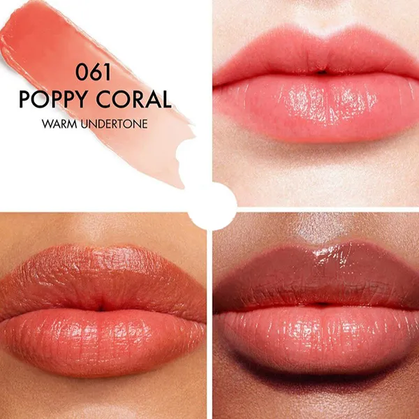 Son Dưỡng Dior Addict Lip Glow (Logo 2025) 061 Poppy Coral Màu Cam Hồng Đào