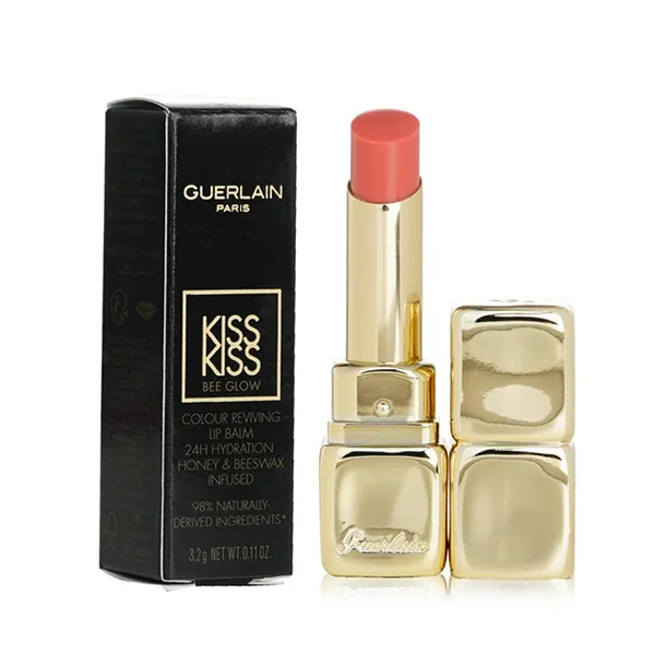 Son Dưỡng Guerlain KissKiss Bee Glow Lip Balm 309 Honey Glow Màu Hồng Đào (Vỏ Đen)
