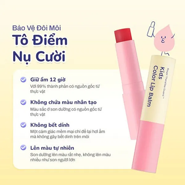 Son Dưỡng Mềm Môi Cho Bé Gái Goongbe Kids Color Lip Balm Pink Màu Hồng Nhạt (Từ 36M+)