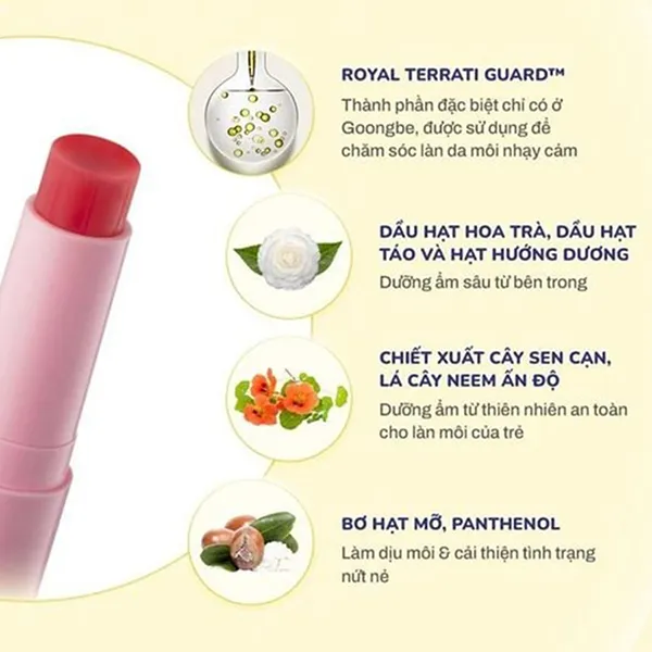Son Dưỡng Mềm Môi Cho Bé Gái Goongbe Kids Color Lip Balm Pink Màu Hồng Nhạt (Từ 36M+)