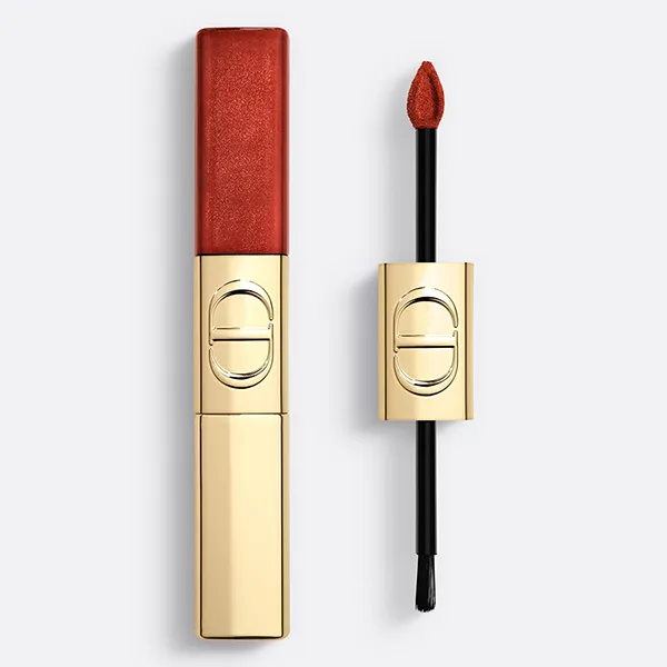 Son Kem 2 Đầu Dior Rouge Dior Sequin Liquid Duo Limited 2025 747 Flame Màu Đỏ Nâu