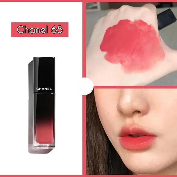 Son Kem Chanel Rouge Allure Laque Ultrawear Shine Liquid Colour 65 Imperturbable Màu Hồng Cam Gạch