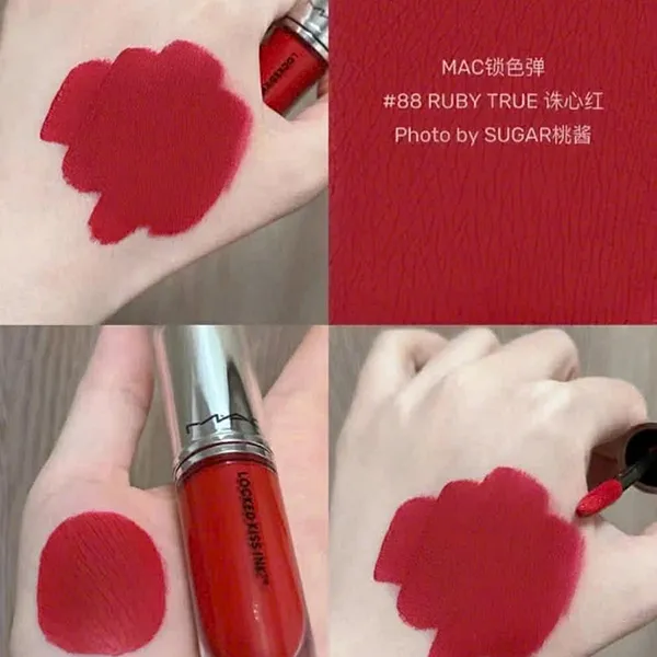 Son Kem MAC Lip Locked Kiss Ink 88 Ruby True Màu Đỏ Lạnh