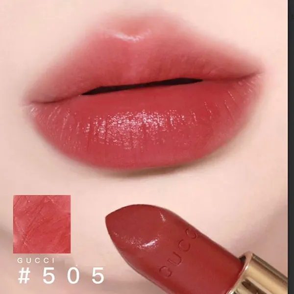 Son Lì Gucci Rouge À Lèvres Voile Lipstick 505 Janet Rust Màu Đỏ Hồng Cam (Vỏ Hoa)