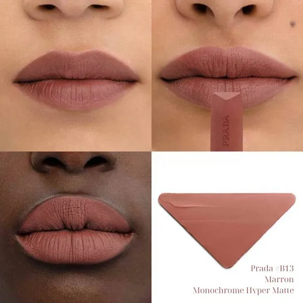 Son Lì Prada Monochrome Hyper Matte Lipstick B13 Marron Màu Nâu Đậm, 3.8g