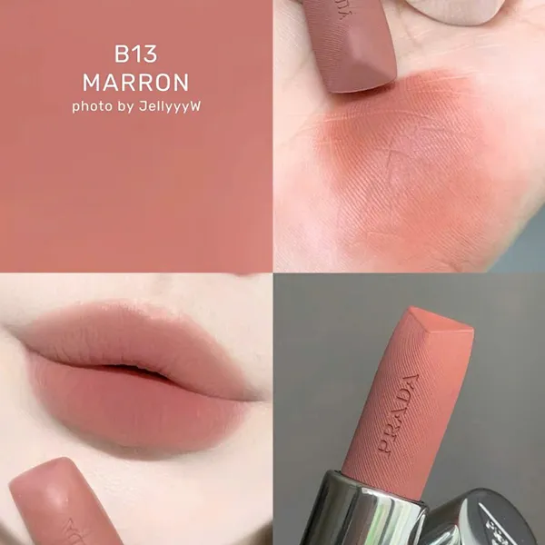 Son Lì Prada Monochrome Hyper Matte Lipstick B13 Marron Màu Nâu Đậm, 3.8g