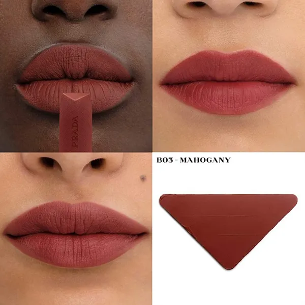 Son Prada Monochrome Hyper Matte Lip B03 Mahogany Màu Đỏ Nâu Đất Mini 1.3g