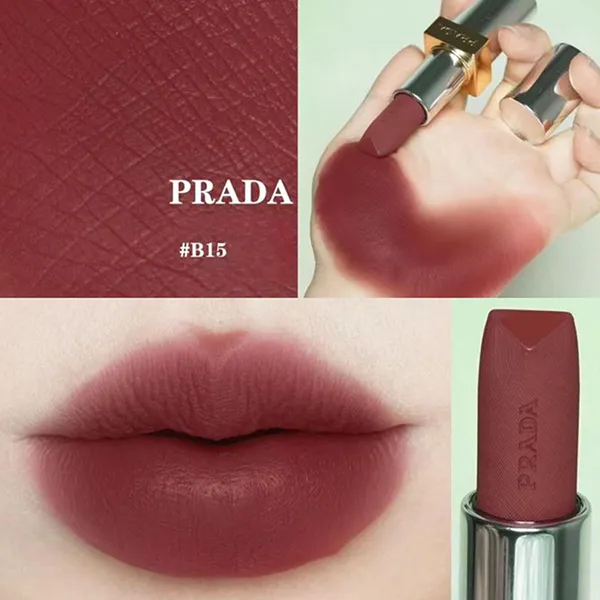 Son Prada Monochrome Hyper Matte Lip B15 Uniform Màu Đỏ Mận Nâu