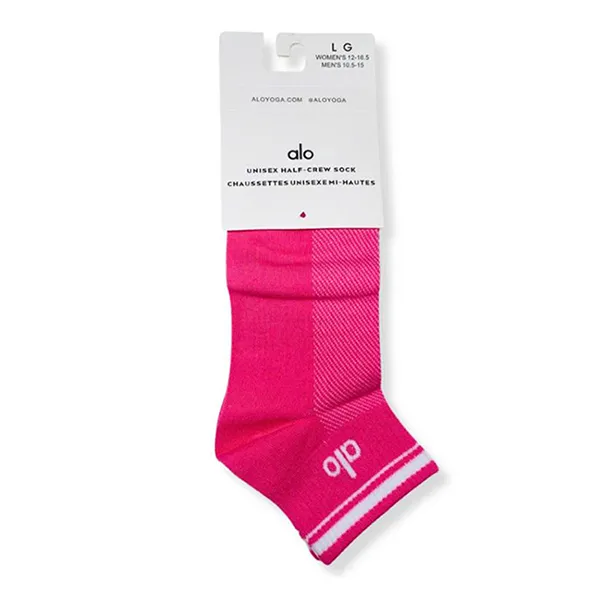 Tất Unisex Alo Yoga Half-Crew Throwback Sock Dark Pink Màu Hồng Đậm Freesize