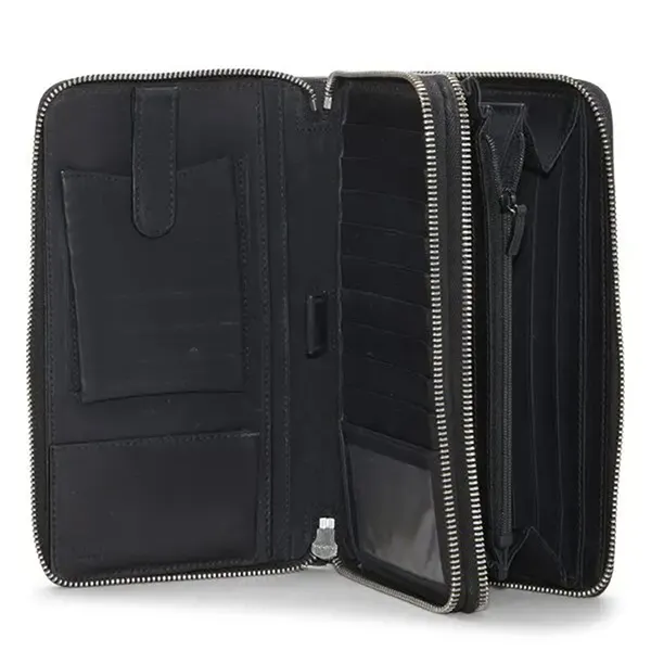 Túi Cầm Tay Nữ Gucci Ssima Leather Travel Wallet Màu Đen