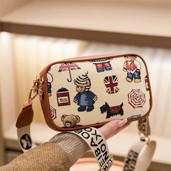 Túi Đeo Chéo Nữ Beibaobao Cartoon Teddy Bear Trendy Color Crossbody Bag 6977374784116 Màu Be Nâu