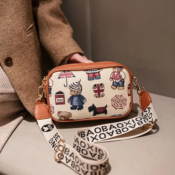 Túi Đeo Chéo Nữ Beibaobao Cartoon Teddy Bear Trendy Color Crossbody Bag 6977374784116 Màu Be Nâu