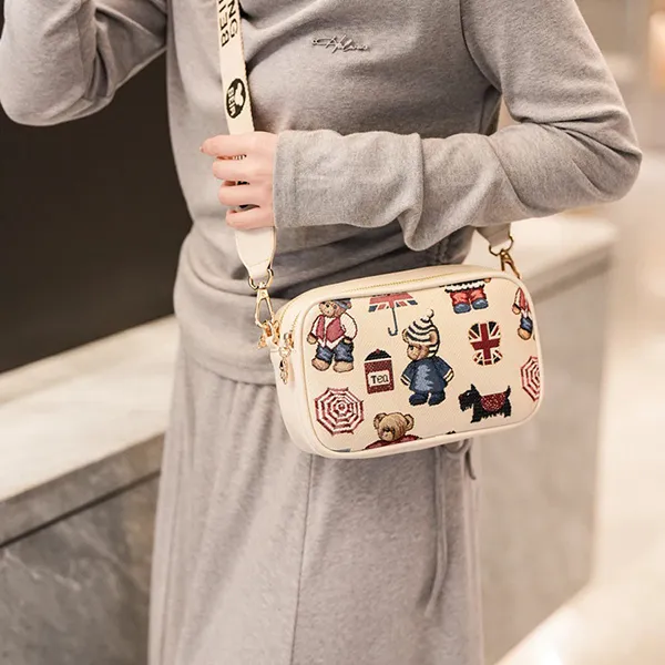 Túi Đeo Chéo Nữ Beibaobao Cartoon Teddy Bear Trendy Color Crossbody Bag 6977374784123 Màu Trắng