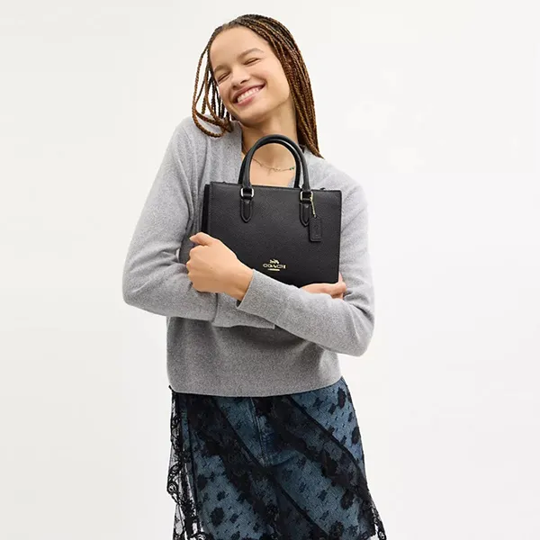 Túi Đeo Chéo Nữ Coach Maggie Small Tote Bag CY668 /Gold/Black Màu Đen