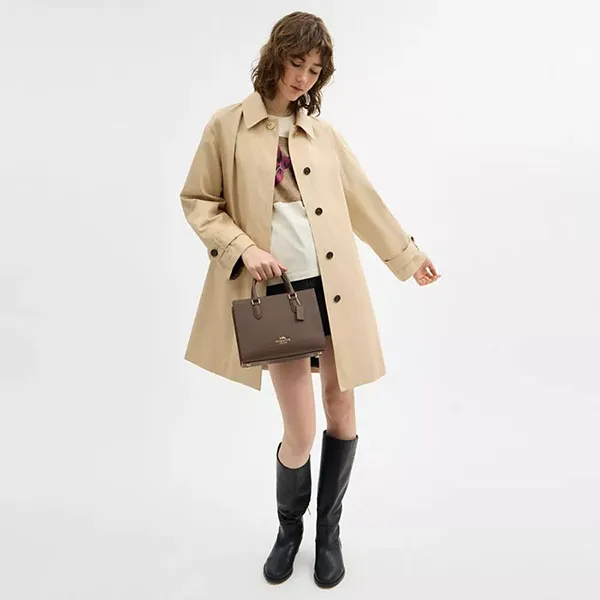 Túi Đeo Chéo Nữ Coach Maggie Small Tote Bag CY668 Gold/Dark Stone Màu Nâu