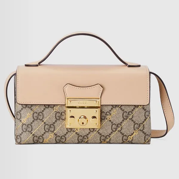 Túi Đeo Chéo Nữ Gucci Padlock Mini Bag With Horsebit Print 774342FACYR8548 Màu Be Nâu