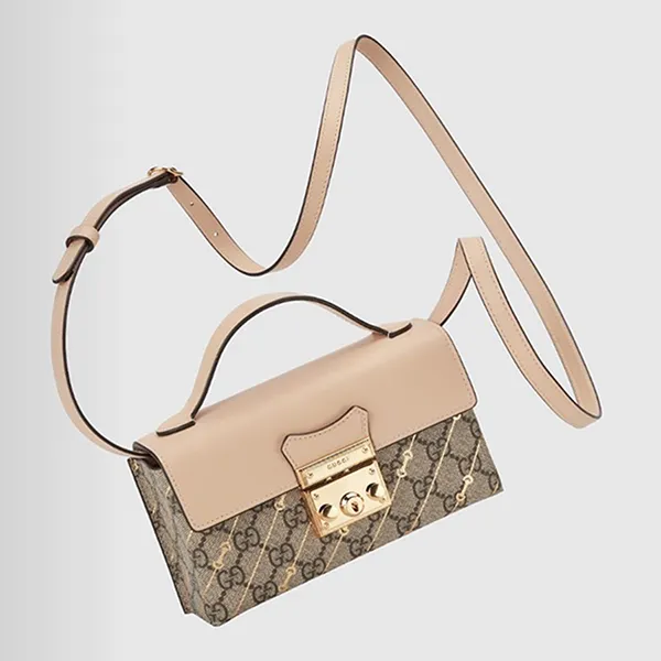 Túi Đeo Chéo Nữ Gucci Padlock Mini Bag With Horsebit Print 774342FACYR8548 Màu Be Nâu