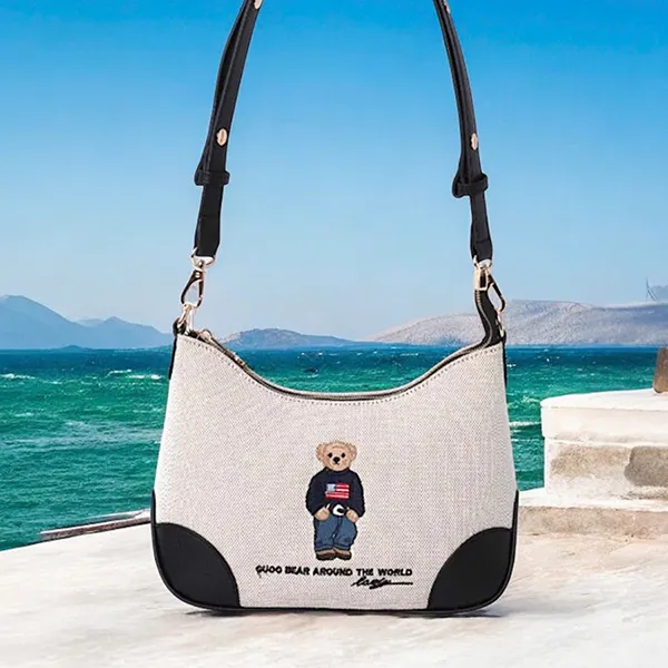 Túi Đeo Chéo Nữ Guoo Bear GU1412 Be Viền Đen