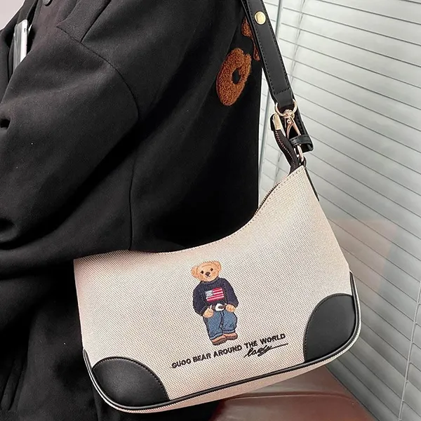 Túi Đeo Chéo Nữ Guoo Bear GU1412 Be Viền Đen