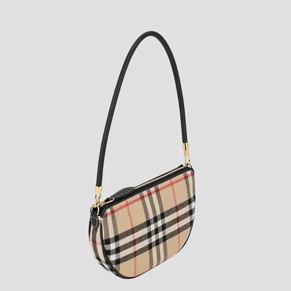 Túi Đeo Vai Nữ Burberry BBR Vintage Check and Leather Olympia In Canvas Archive Beige - 81114131 Màu Be