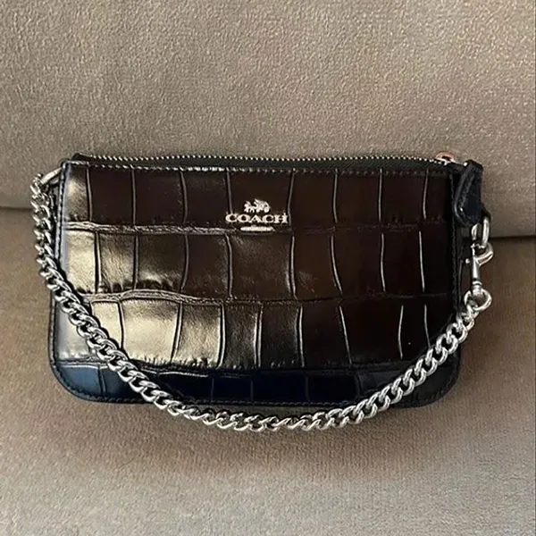 Túi Đeo Vai Nữ Coach Nolita 19 CN382 Crocodile Silver/ Black Màu Đen