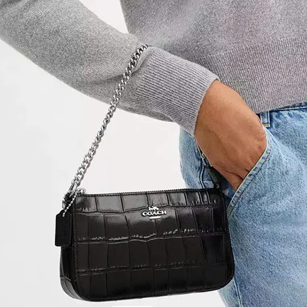 Túi Đeo Vai Nữ Coach Nolita 19 CN382 Crocodile Silver/ Black Màu Đen