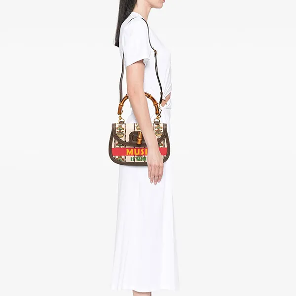 Túi Đeo Vai Nữ Gucci 100th Anniversary 1947 Bamboo Medium Shoulder Bag Phối Màu