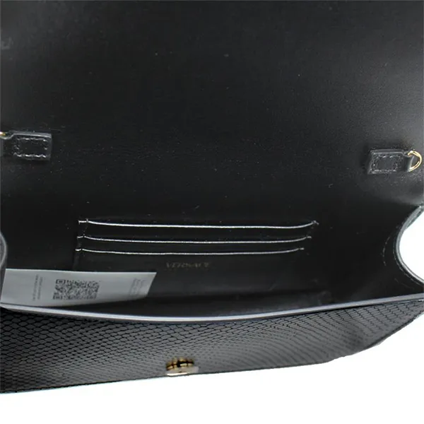 Túi Đeo Vai Nữ Versace Women's Medusa Mini Chain Shoulder Bag In Python Embossed Leather Black Màu Đen