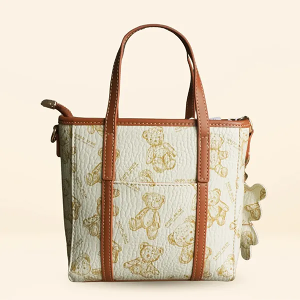 Túi Tote Nữ Guoo Bear Bag GU8025-2910 Màu Trắng/Nâu