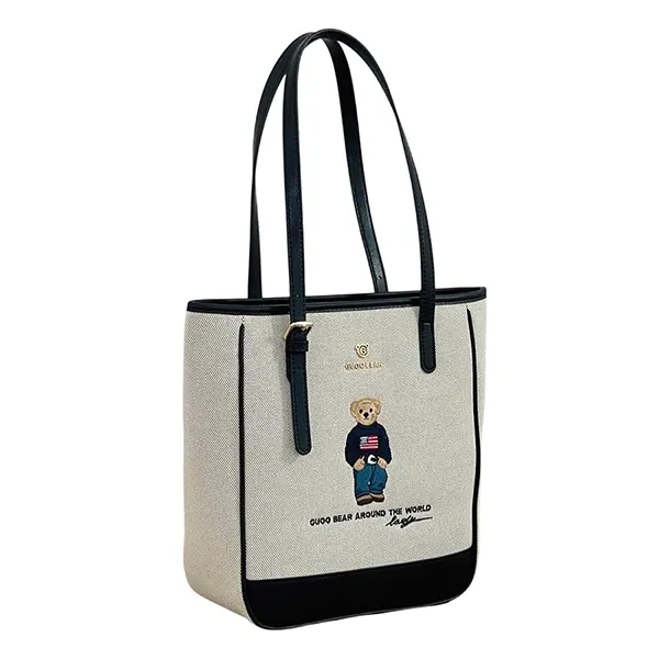 Túi Tote Nữ Guoo Bear GU1409 Be Viền Đen
