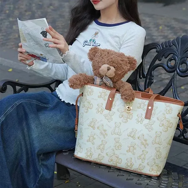 Túi Tote Nữ Guoo Bear GU8026 Màu Trắng