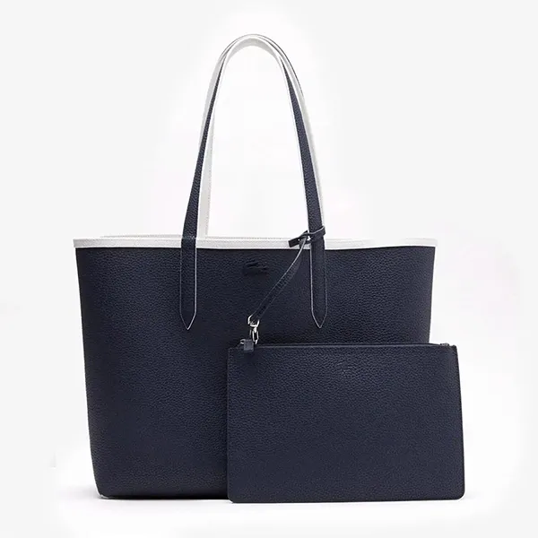 Túi Tote Nữ Lacoste Anna Reversible Tote With Pouch NF2142AA L44 Hai Mặt Màu Navy/Trắng
