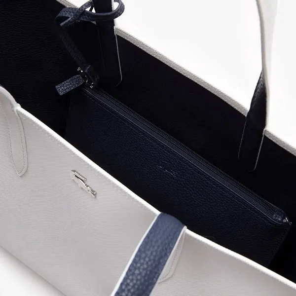 Túi Tote Nữ Lacoste Anna Reversible Tote With Pouch NF2142AA L44 Hai Mặt Màu Navy/Trắng