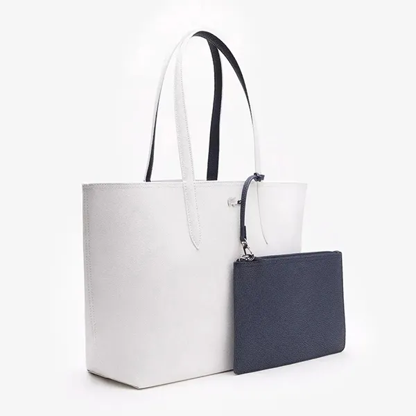 Túi Tote Nữ Lacoste Anna Reversible Tote With Pouch NF2142AA L44 Hai Mặt Màu Navy/Trắng