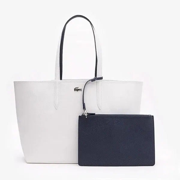 Túi Tote Nữ Lacoste Anna Reversible Tote With Pouch NF2142AA L44 Hai Mặt Màu Navy/Trắng
