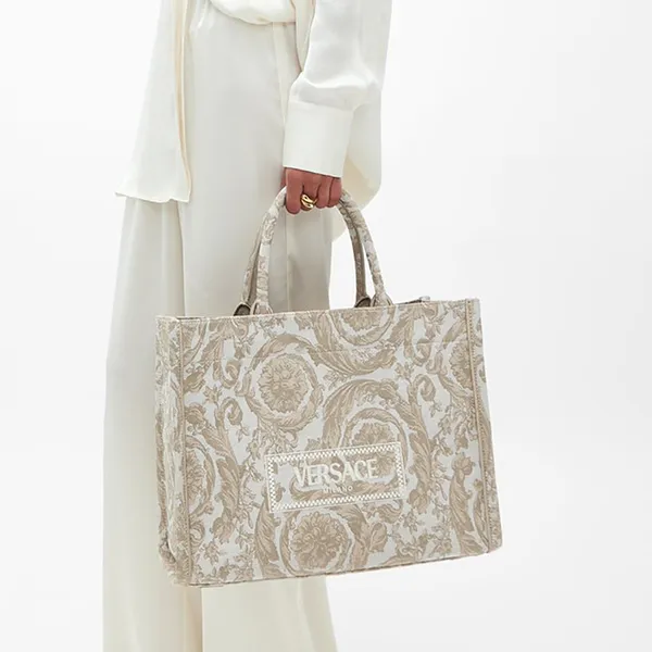 Túi Tote Nữ Versace Barocco Athena Tote Bag Màu Be Nhạt