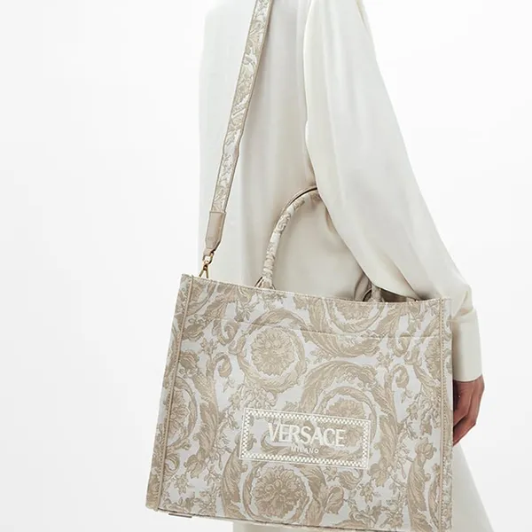 Túi Tote Nữ Versace Barocco Athena Tote Bag Màu Be Nhạt