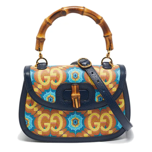 Túi Xách Tay Nữ Gucci Multicolor Kaleidoscope GG Supreme Canvas And Leather Medium Bamboo 1947 Top Handle Bag Phối Màu