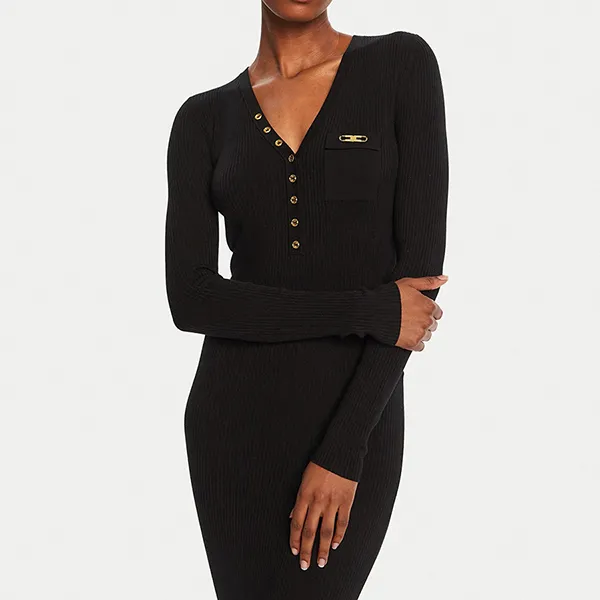 Váy Body Elisabetta Franchi Pletena Obleka AM10B56E2V390 110 Black Slim Fit Màu Đen Size 40