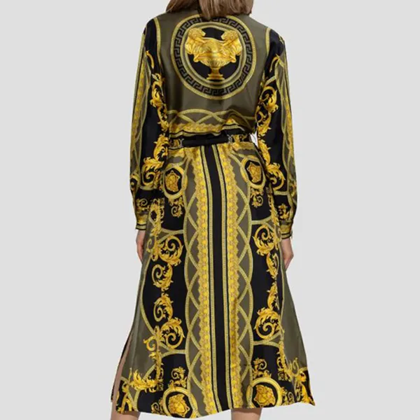 Váy Liền Versace Silk Baroque Yellow Printed One Piece Mid-Length 1016413 1A11528 5BC60 Màu Vàng Họa Tiết Size 36
