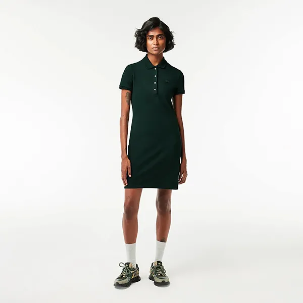Váy Polo Lacoste Slim Fit Stretch Mini Piqué Dress EF5473-51-YZP Màu Xanh Lá Size 34