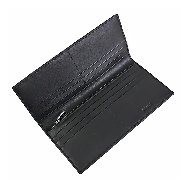 Ví Dáng Dài Bally Metal Logo Embossed Leather Horizontal Long Wallet Màu Đen